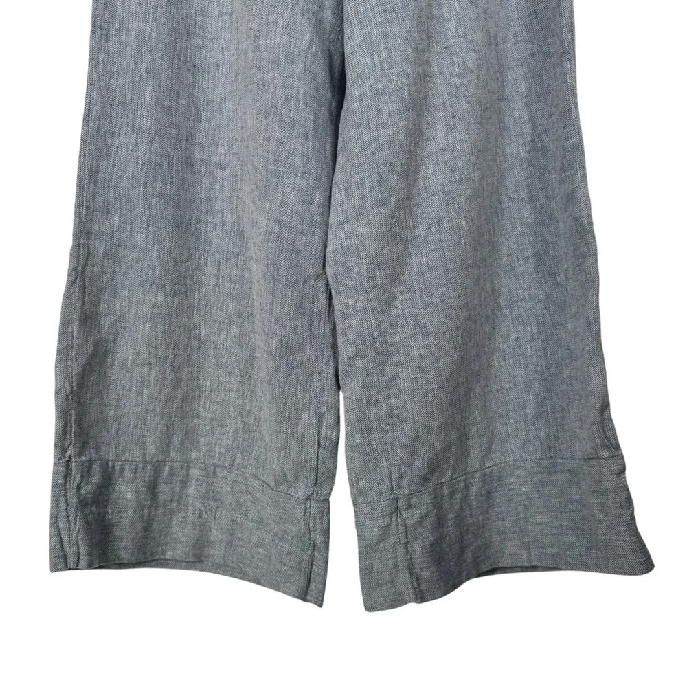 Banana Republic Blake-Fit Linen-Blend Wide-Leg Crop Pant, Light Blue, Size 6